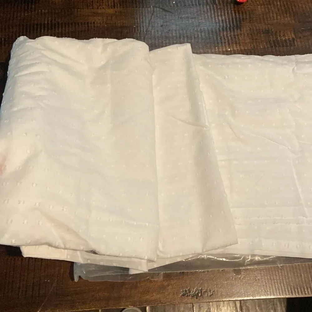 Crate & Kids White sheer dobby Curtain Panels 44x96in/112x244cm 2 Qty